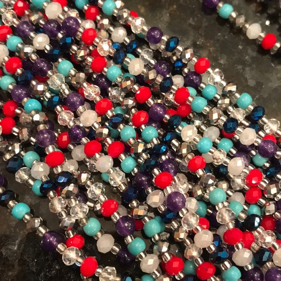 NIEMAN MARCUS COLORFUL MULTI STRAND BEAD NECKLACE - Picture 3 of 8